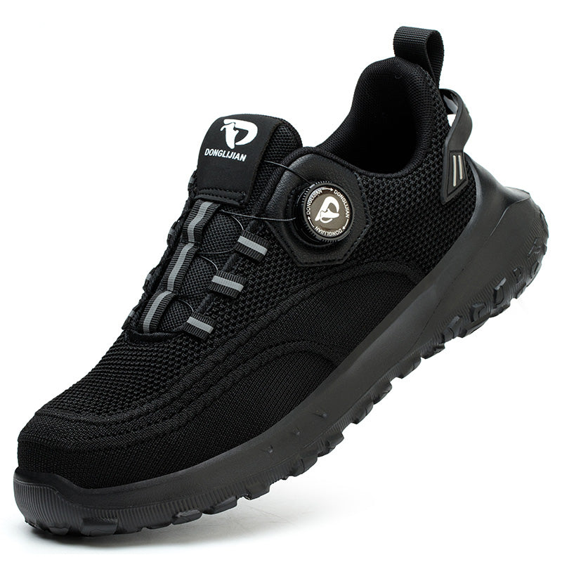 Safety shoes.Anti-smash,anti-puncture 10KV.Knitted mesh.Plastic toe stiffener and Kevlar misole,EVA sole.