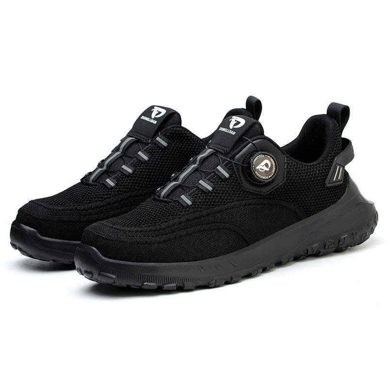 Safety shoes.Anti-smash,anti-puncture 10KV.Knitted mesh.Plastic toe stiffener and Kevlar misole,EVA sole.