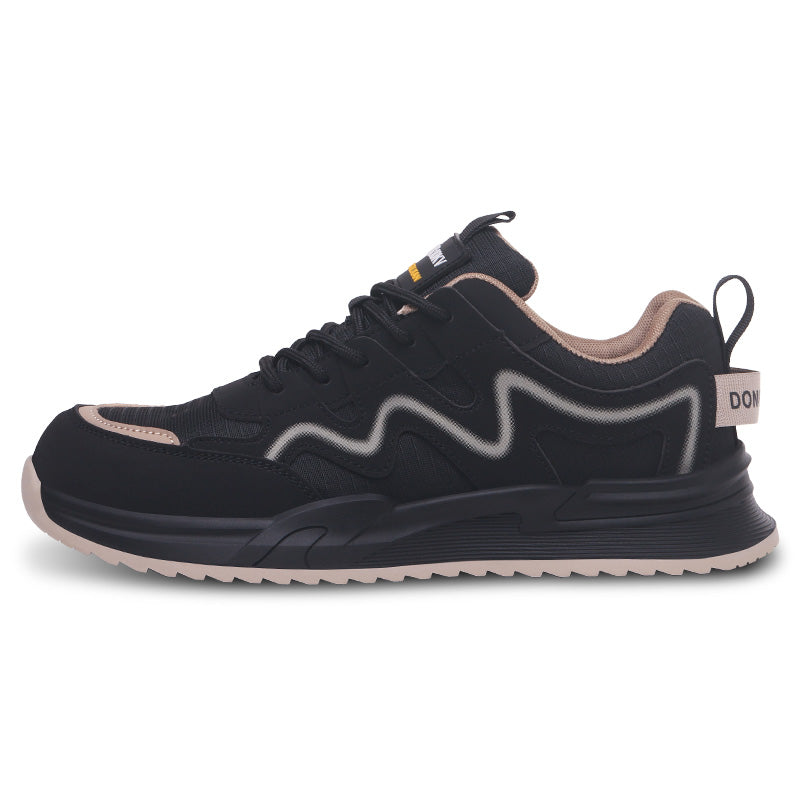 Safety shoes.Anti-smash,anti-puncture10K.Microfiber leather and knitted mesh.Plastic toe cap and Kevlar midsole.